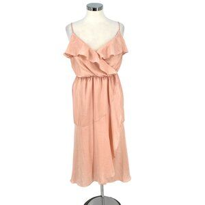 Everly Peach Ruffled Midi Dress Special Occasion Party Size Medium